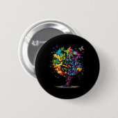 Awareness Autism Puzzle Pieces farbenfrohe Bäume N Button (Vorne & Hinten)