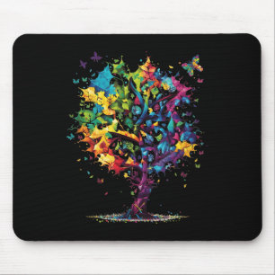 Awareness Autism Puzzle Pieces farbenfrohe Bäume N Mousepad