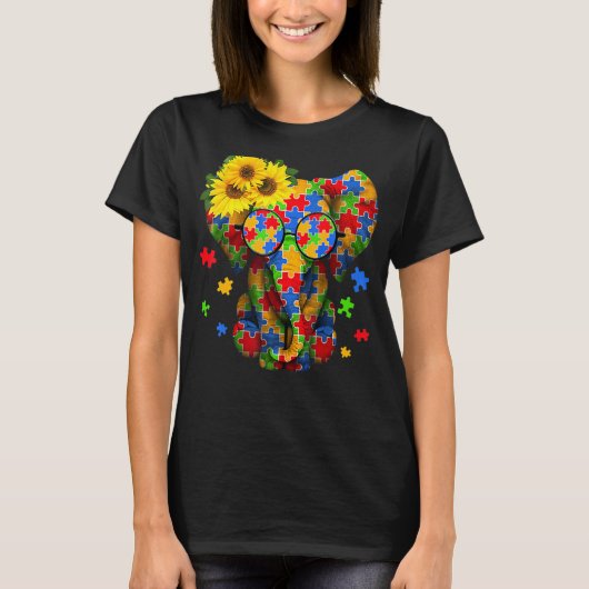 Awareness Elephant Be Kind Puzzle Piece Gir T-Shirt (Vorderseite)