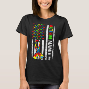 Awareness Family Mamie American Flag Autismus T-Shirt