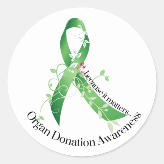 Awareness Ribbon Organ Donation Awareness Runder Aufkleber (Vorderseite)