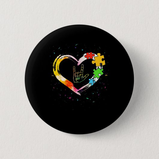 Awareness Special Ed Teacher Asl Sign Language Puz Button (Vorderseite)