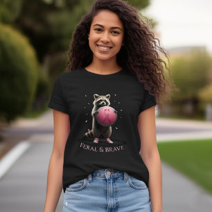 Awareness-T-Shirt für Brustkrebs mit Waschbär-Moti T-Shirt