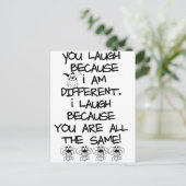 Awareness tee Ich bin anders Postkarte (Stehend Vorderseite)