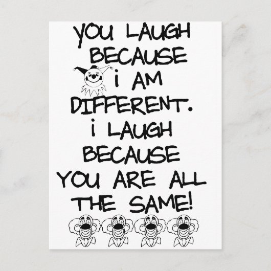Awareness tee Ich bin anders Postkarte (Vorderseite)