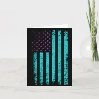 Awareness Usa Flag Teal Purple Aamerican Flag Karte