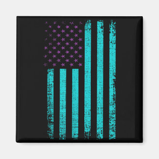 Awareness Usa Flag Teal Purple Aamerican Flag Magnet