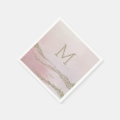 Awash Elegant Watercolor Blush Wedding Monogram Serviette (Ecke)