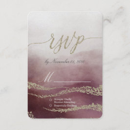 Awash Elegant Watercolor in Cranberry Wedding RSVP