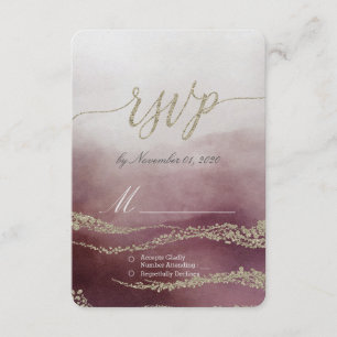 Awash Elegant Watercolor in Cranberry Wedding RSVP Karte