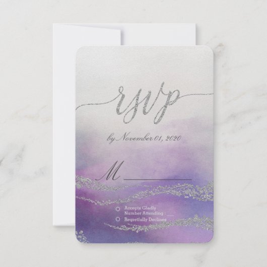 Awash Elegant Watercolor in Orchid Wedding RSVP (Vorderseite)