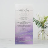 Awash Elegant Watercolor Orchid Wedding Menu Menükarte (Stehend Vorderseite)