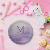 Awash Elegant Watercolor Orchid Wedding Monogram Pappteller (Party)