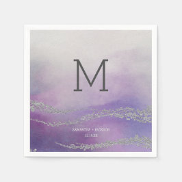Awash Elegant Watercolor Orchid Wedding Monogram Serviette