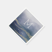 Awash Elegant Watercolor Surf Wedding Monogram Serviette (Ecke)