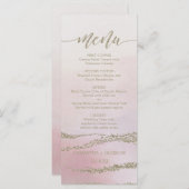Awash Elegante Wasserfarbe im Blush Wedding Menu Menükarte (Vorne/Hinten)
