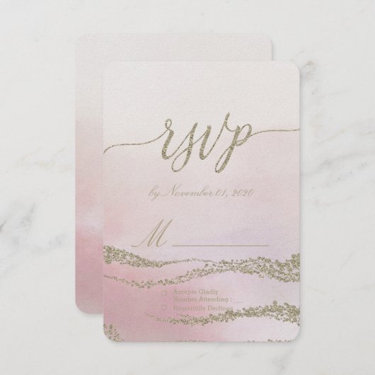 Awash Elegante Wasserfarbe in Blush Wedding RSVP (Vorne/Hinten)