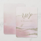 Awash Elegante Wasserfarbe in Blush Wedding RSVP Karte (Vorne/Hinten)