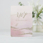 Awash Elegante Wasserfarbe in Blush Wedding RSVP Karte (Stehend Vorderseite)
