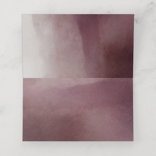 Awash Elegante Watercolor Cranberry Tischnummer Platzkarte (Innenseite Aufgefaltet)