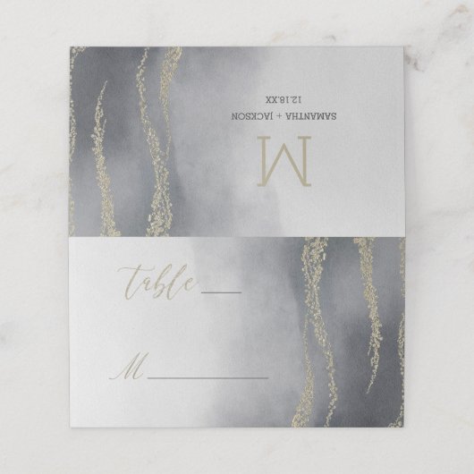 Awash Elegantes Wasserfarben in der Tischnummer Ra Platzkarte (Außenseite Aufgefaltet)