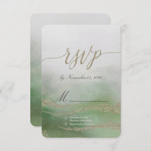 Awash Elegantwatercolor in Foliage Wedding RSVP (Vorne/Hinten)