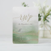 Awash Elegantwatercolor in Foliage Wedding RSVP (Stehend Vorderseite)