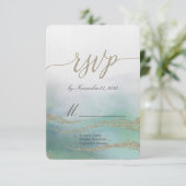 Awash Elegantwatercolor in Ocean Wedding RSVP (Stehend Vorderseite)