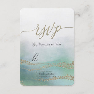 Awash Elegantwatercolor in Ocean Wedding RSVP Karte