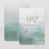 Awash Elegantwatercolor in Ocean Wedding RSVP Karte (Vorne/Hinten)