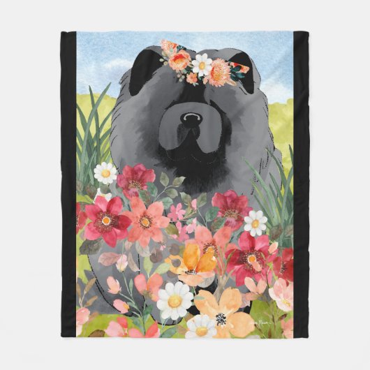 AWASSE IN LICHTschwarz - Blauer Hund Fleecedecke (Vorderseite)