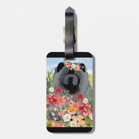 AWASSE IN LICHTschwarz - Blauer Hund Gepäckanhänger (Rückseite vertikal)