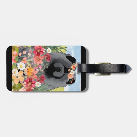 AWASSE IN LICHTschwarz - Blauer Hund Gepäckanhänger (Rückseite horizontal)