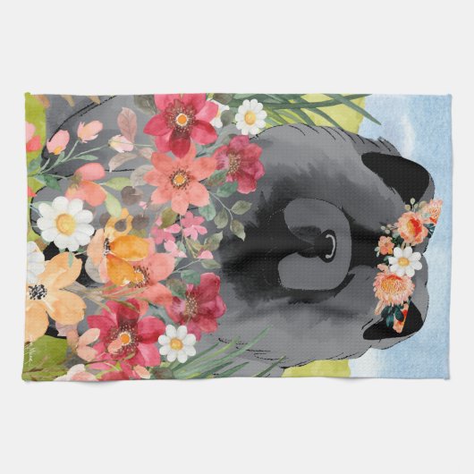 AWASSE IN LICHTschwarz - Blauer Hund Geschirrtuch (Horizontal)