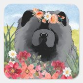 AWASSE IN LICHTschwarz - Blauer Hund Quadratischer Aufkleber (Vorderseite)