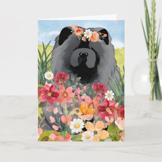 AWASSE IN LICHTschwarz - Blue Chow Hund Art Card Dankeskarte (Vorderseite)