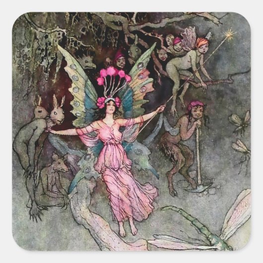 „Away Down Under“ von Warwick Goble Quadratischer Aufkleber (Vorderseite)