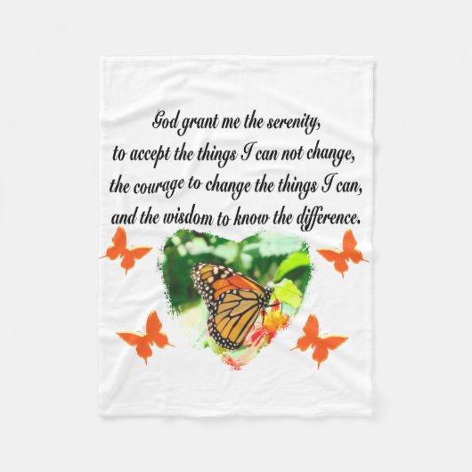 AWE INSPIRIERE BUTTERFLY SERENITY PRAYER FOTO FLEECEDECKE (Vorderseite)