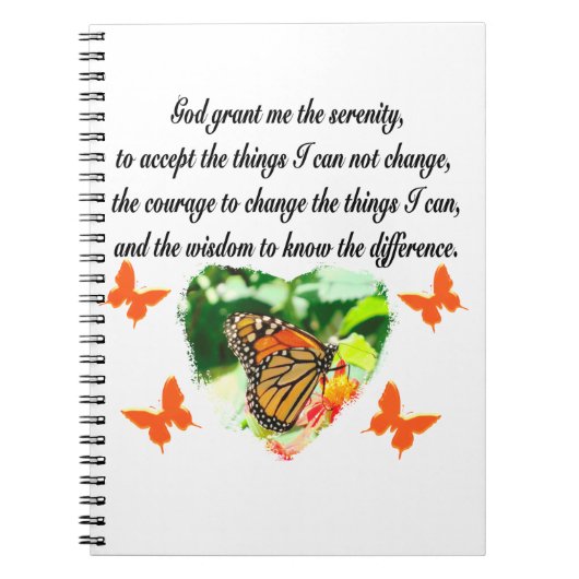AWE INSPIRIERE BUTTERFLY SERENITY PRAYER FOTO NOTIZBLOCK (Vorderseite)