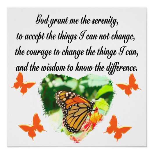 AWE INSPIRIERE BUTTERFLY SERENITY PRAYER FOTO POSTER (Vorderseite)