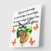 AWE INSPIRIERE BUTTERFLY SERENITY PRAYER FOTO QUADRATISCHE WANDUHR (Winkel)