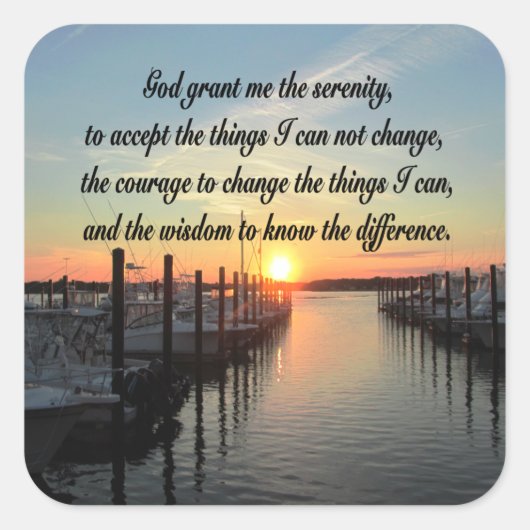 AWE INSPIRIEREND SERENITY PRAYER SUNSET FOTO DESIG QUADRATISCHER AUFKLEBER (Vorderseite)