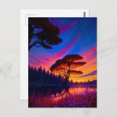 Awe Inspirierend Sonnenuntergang am schönen See Postkarte (Vorne/Hinten)