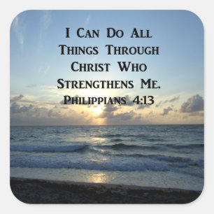 AWE-INSPIRING PHILIPPIANS 4:13 SCRIPTURE VERSE QUADRATISCHER AUFKLEBER