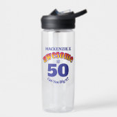 AWESOME 50. Geburtstag BLAUER Text Trinkflasche (Links)