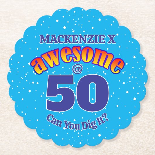AWESOME 50. Geburtstag HELLBLAU Untersetzer (Vorderseite)