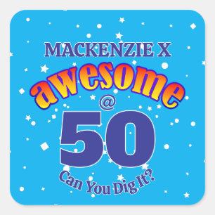 AWESOME 50 Licht BLAUER Geburtstag Quadratischer Aufkleber