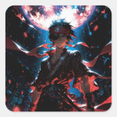 Awesome anime character quadratischer aufkleber (Vorderseite)