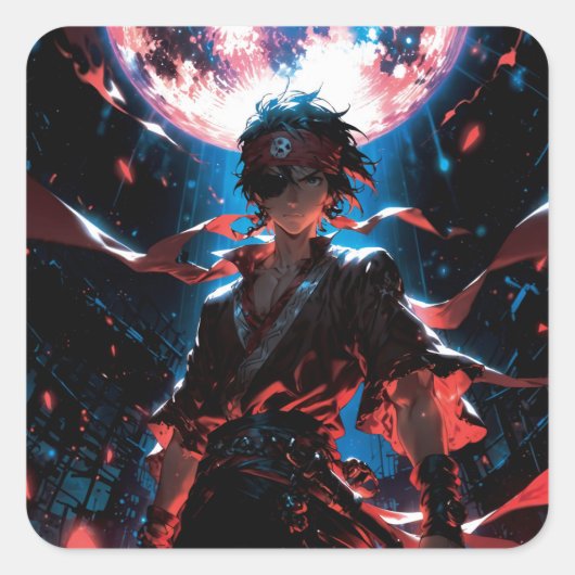 Awesome anime character quadratischer aufkleber (Vorderseite)