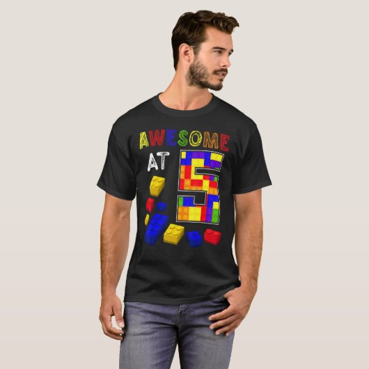 Awesome At 5 Years Old Block Brick Builder Kids 5t T-Shirt (Vorne ganz)